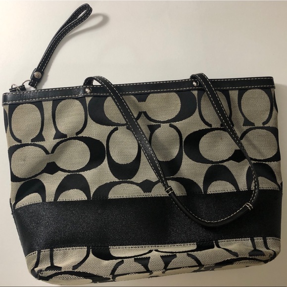 Coach Monogram Shoulder Tote Bag - Picture 7 of 14